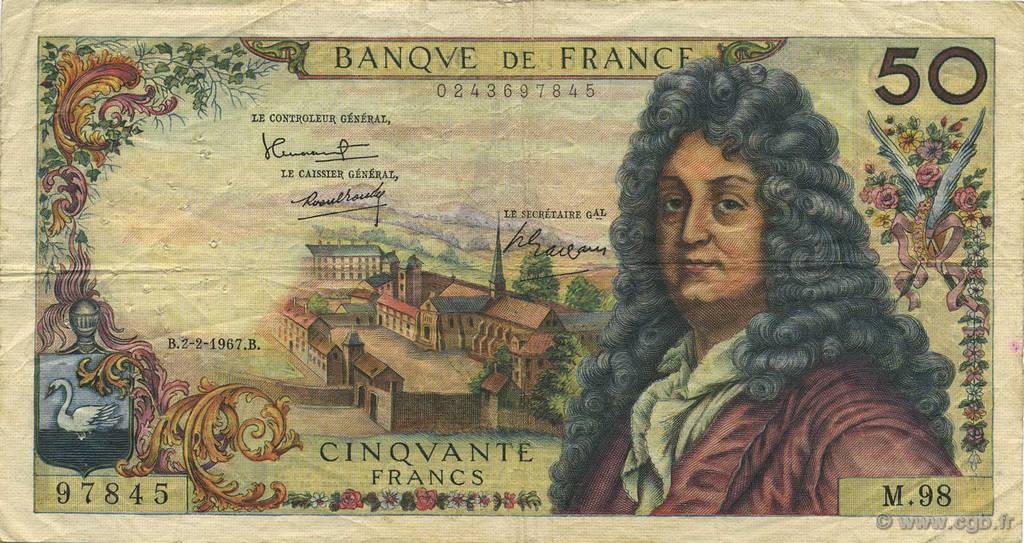 50 Francs RACINE FRANCIA  1967 F.64.09 BC