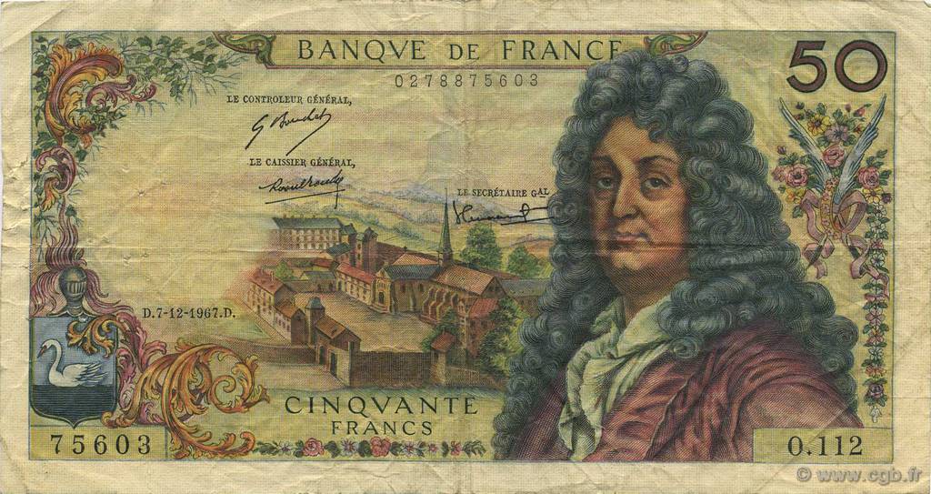 50 Francs RACINE FRANKREICH  1967 F.64.10 fS