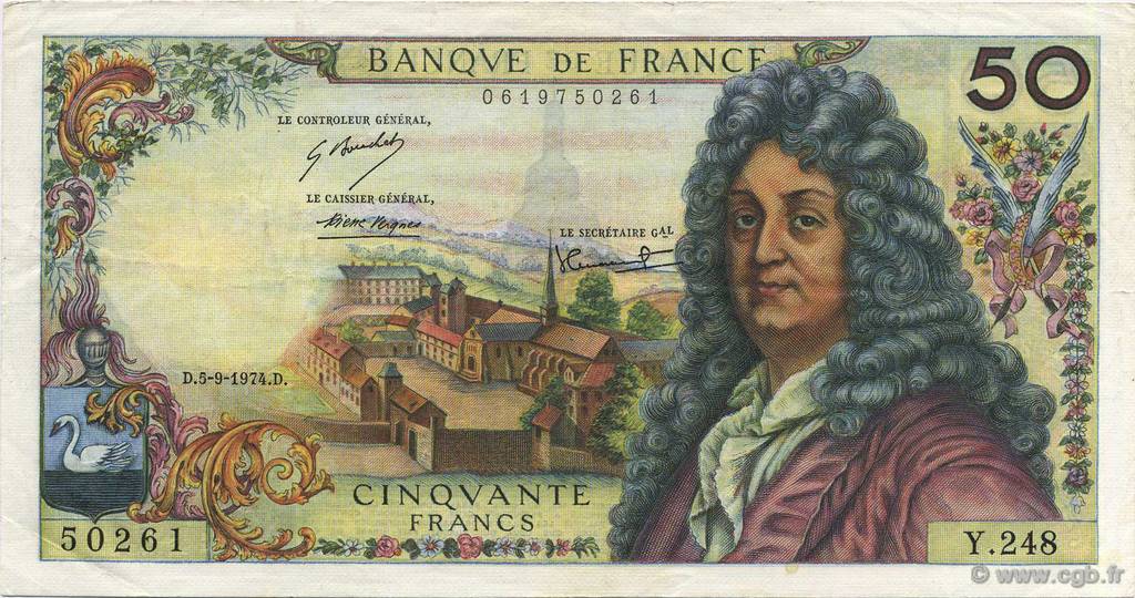 50 Francs RACINE FRANCIA  1974 F.64.27 q.SPL