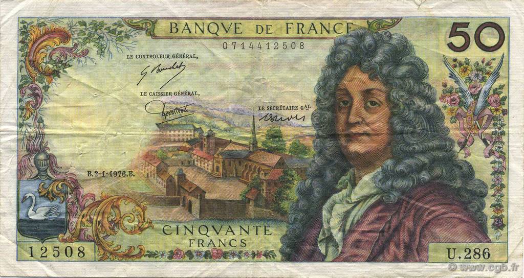 50 Francs RACINE FRANCIA  1976 F.64.32 q.BB