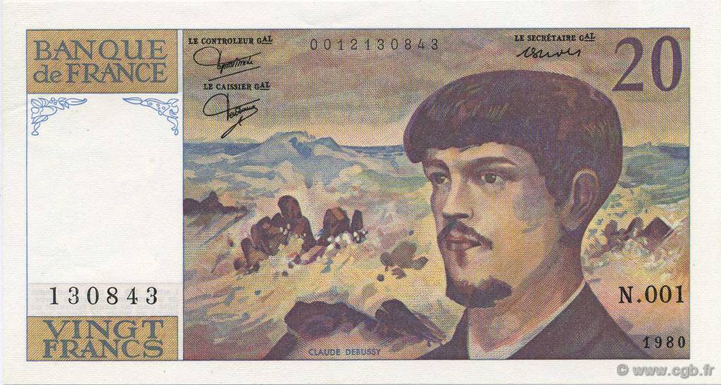 20 Francs DEBUSSY FRANCE  1980 F.66.01 NEUF