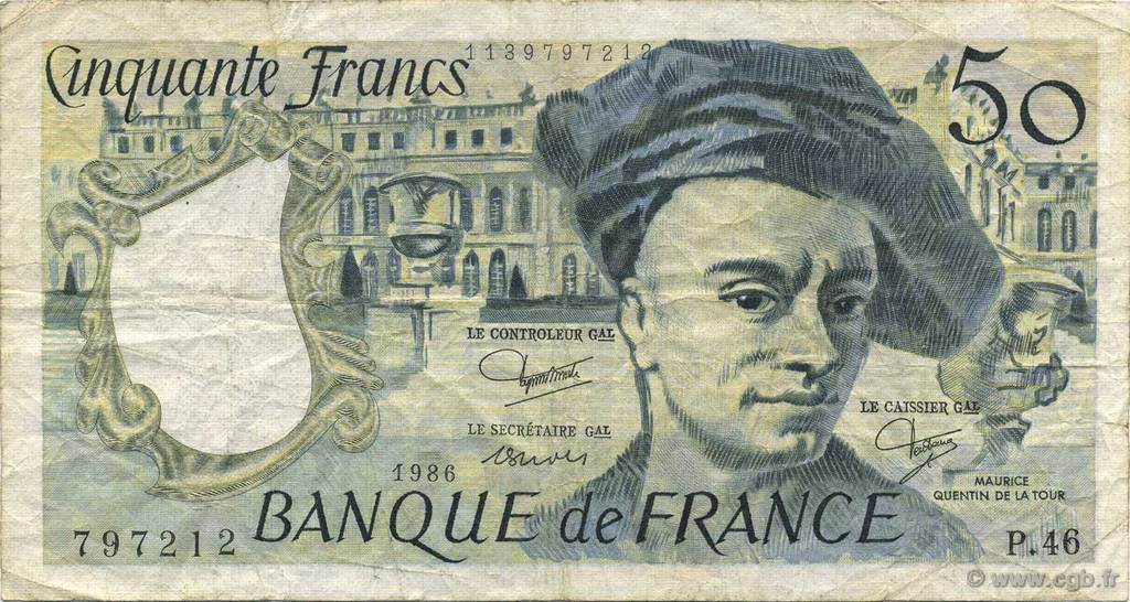 50 Francs QUENTIN DE LA TOUR FRANCE  1986 F.67.12 F
