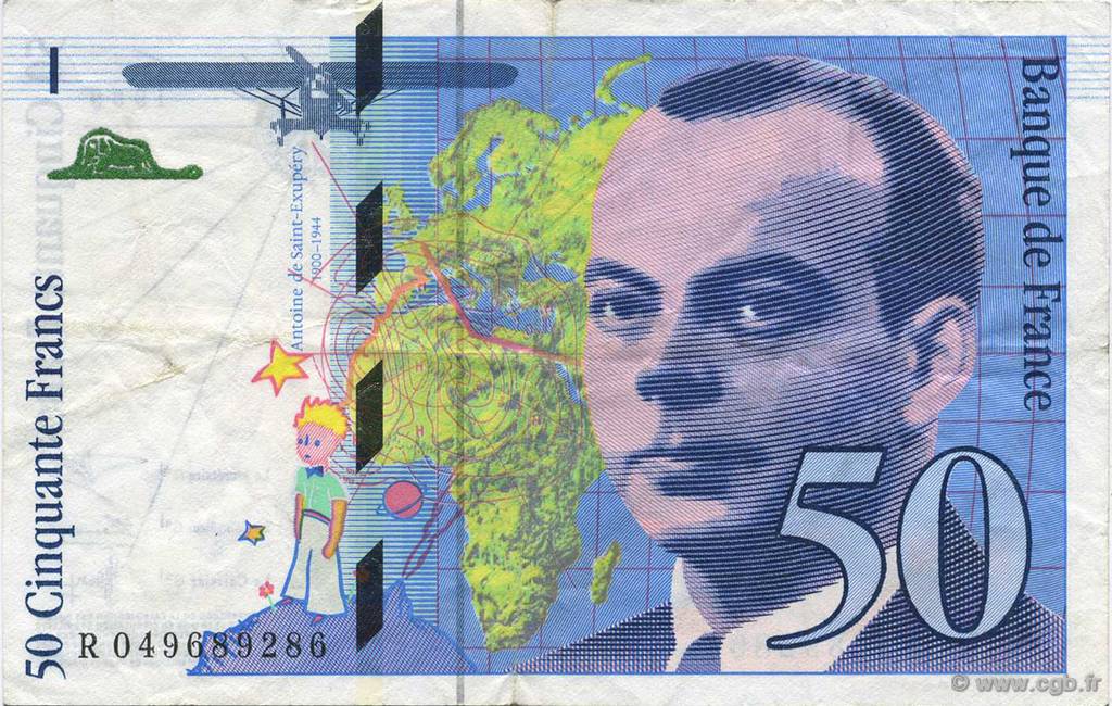50 Francs SAINT-EXUPÉRY modifié FRANCIA  1999 F.73.05 MBC