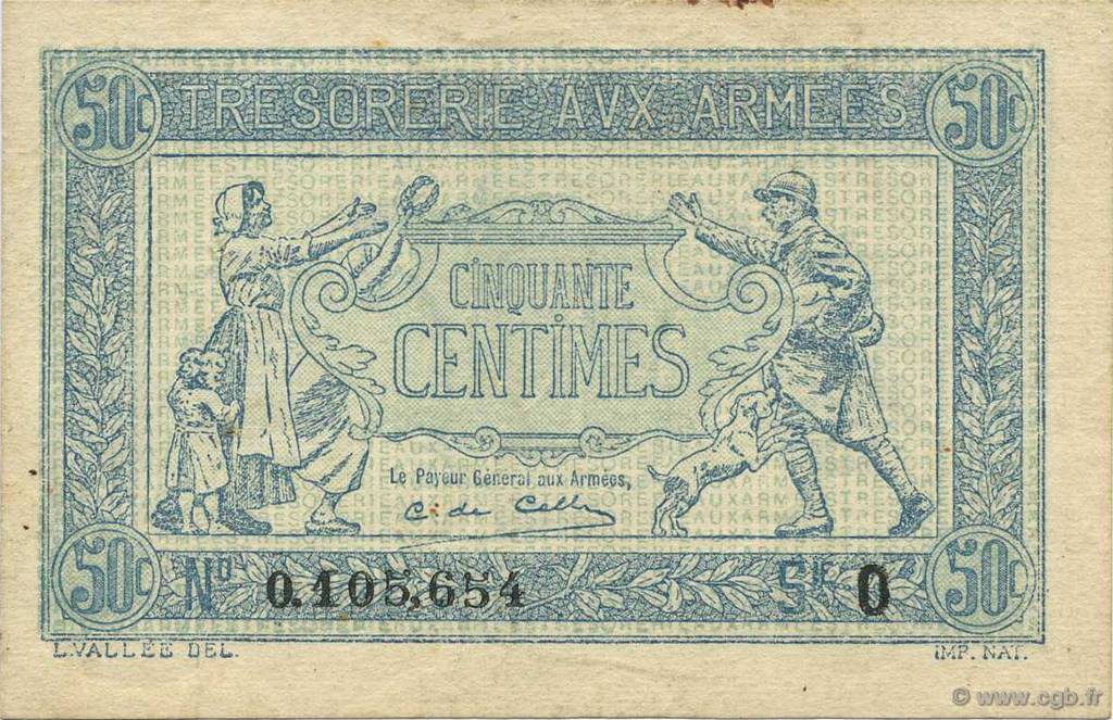 50 Centimes TRÉSORERIE AUX ARMÉES 1917 FRANCE  1917 VF.01.15 SUP