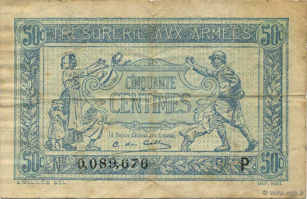 50 Centimes TRÉSORERIE AUX ARMÉES 1917 FRANKREICH  1917 VF.01.16 S to SS