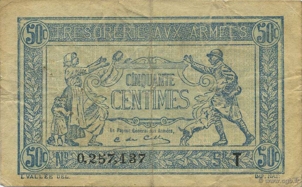 50 Centimes TRÉSORERIE AUX ARMÉES 1919 FRANCE  1919 VF.02.03 VF
