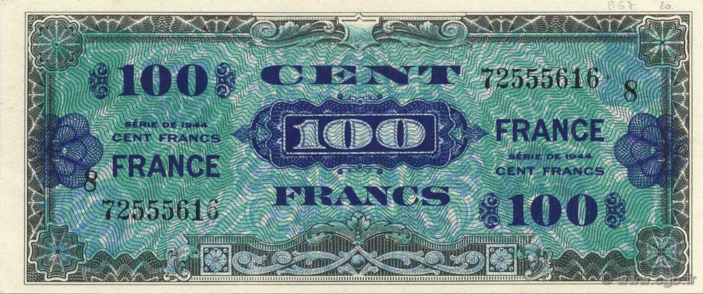 100 Francs FRANCE FRANKREICH  1945 VF.25.08 fST+