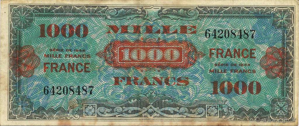 1000 Francs FRANCE FRANCIA  1945 VF.27.01 BB