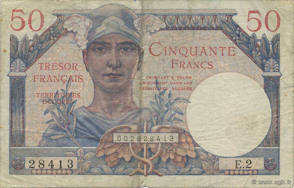 50 Francs TRÉSOR FRANÇAIS FRANKREICH  1947 VF.31.02 fSS