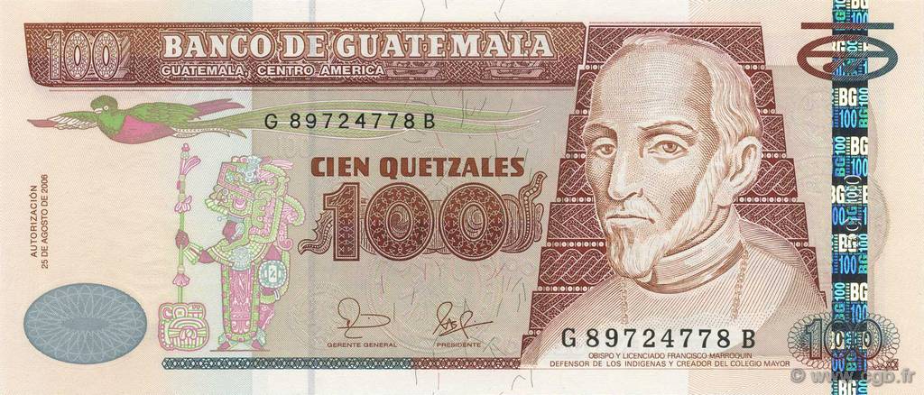100 Quetzales GUATEMALA  2006 P.114 FDC