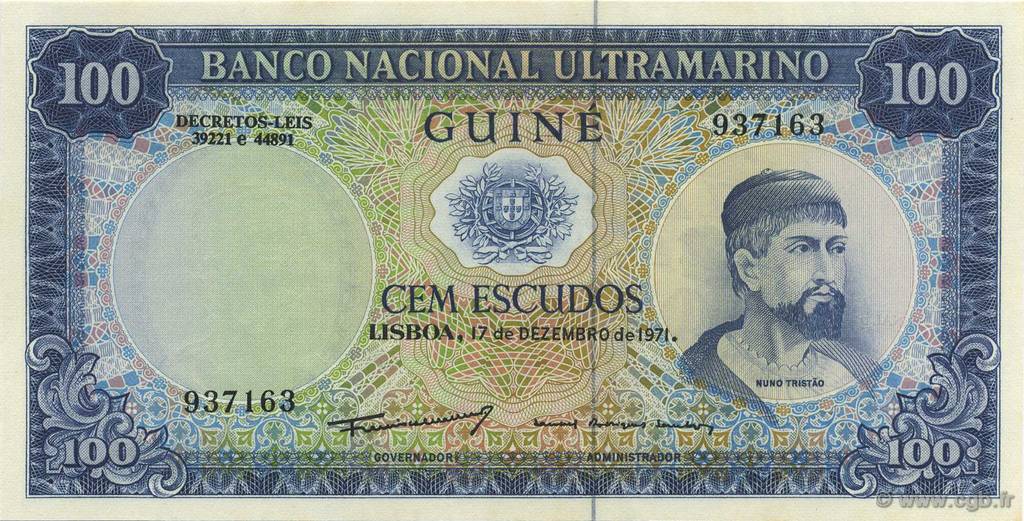 100 Escudos PORTUGUESE GUINEA  1971 P.045a ST