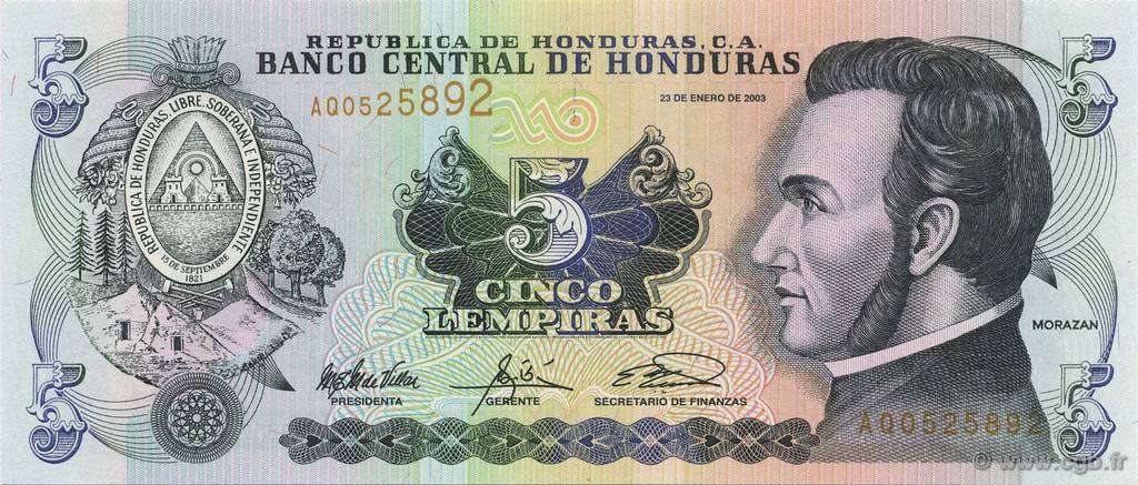 5 Lempiras HONDURAS  2003 P.085c FDC
