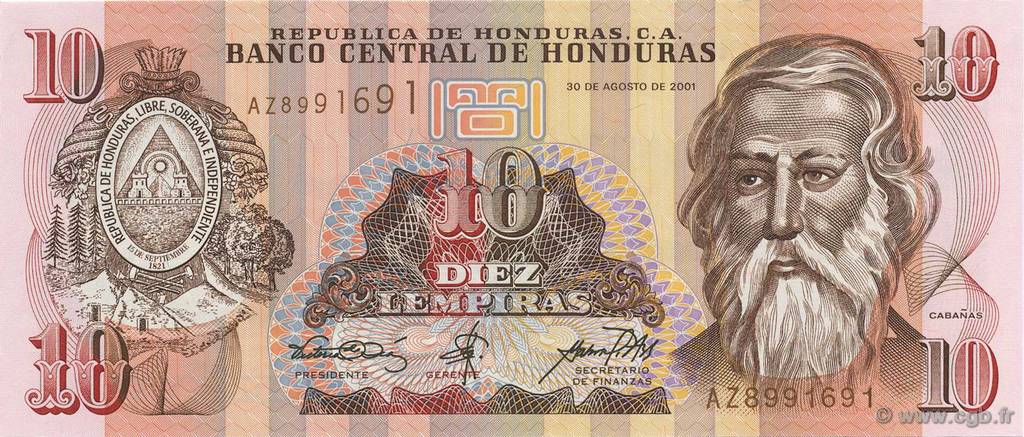 10 Lempiras HONDURAS  2001 P.086 UNC