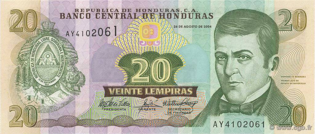 20 Lempiras HONDURAS  2004 P.092 UNC