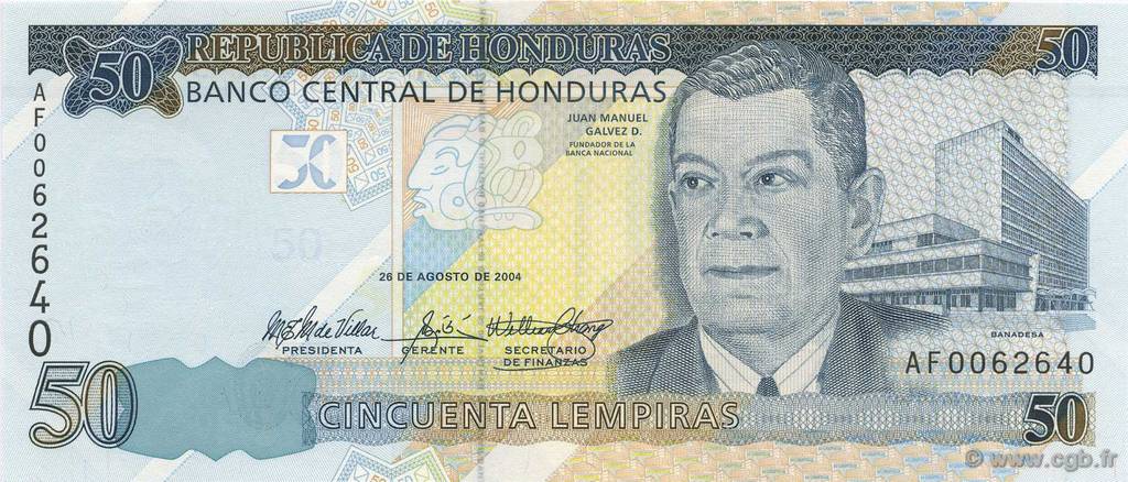 50 Lempiras HONDURAS  2004 P.094a FDC