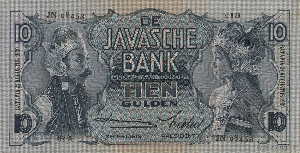 10 Gulden INDIE OLANDESI  1939 P.079c AU