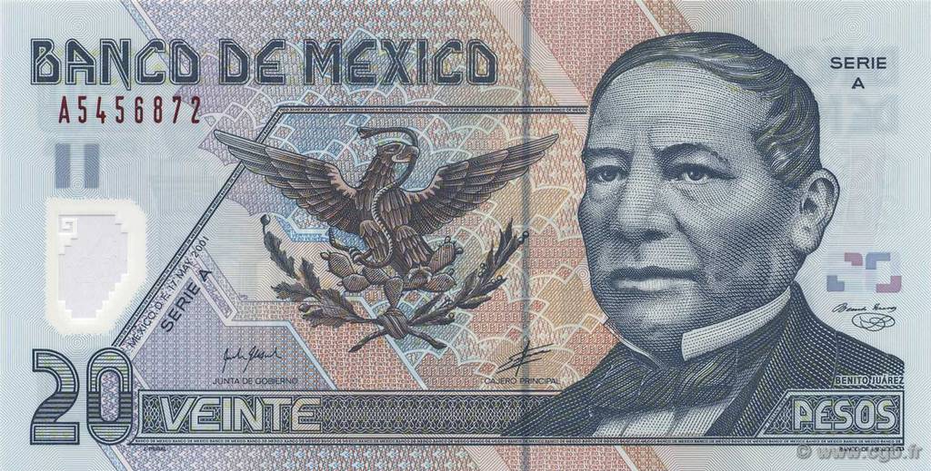 20 Pesos MEXICO  2001 P.116a FDC