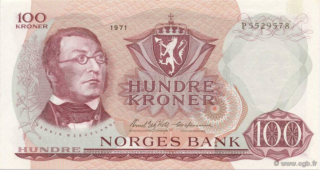 100 Kroner NORVÈGE  1971 P.38d UNC