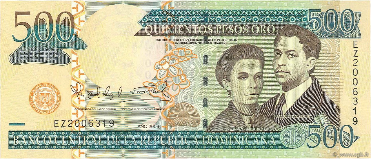 500 Pesos Oro RÉPUBLIQUE DOMINICAINE  2006 P.172var FDC