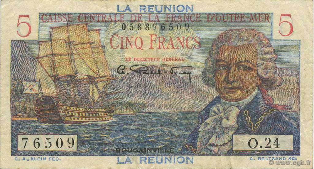5 Francs Bougainville ÎLE DE LA RÉUNION  1946 P.41a TTB