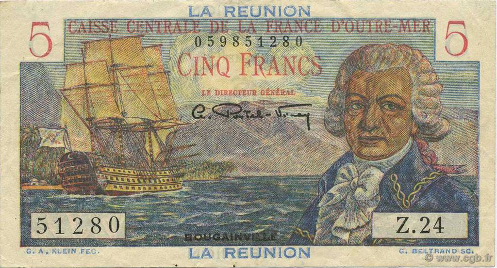 5 Francs Bougainville ISOLA RIUNIONE  1946 P.41a SPL