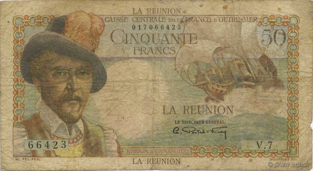 50 Francs Belain d Esnambuc REUNION ISLAND  1946 P.44a G
