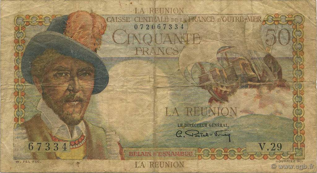50 Francs Belain d Esnambuc REUNION ISLAND  1946 P.44a F