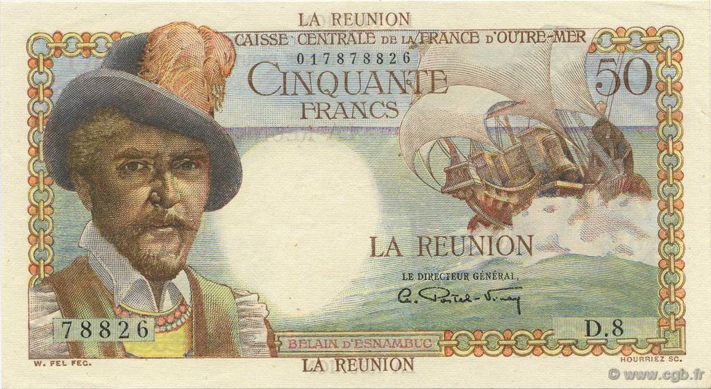 50 Francs Belain d Esnambuc REUNION ISLAND  1946 P.44a AU