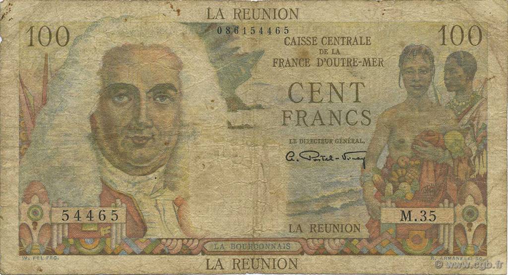 100 Francs La Bourdonnais REUNION INSEL  1946 P.45a SGE