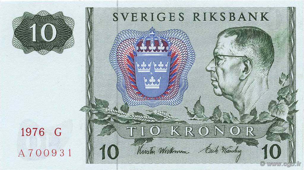 10 Kronor SUÈDE  1976 P.52d FDC