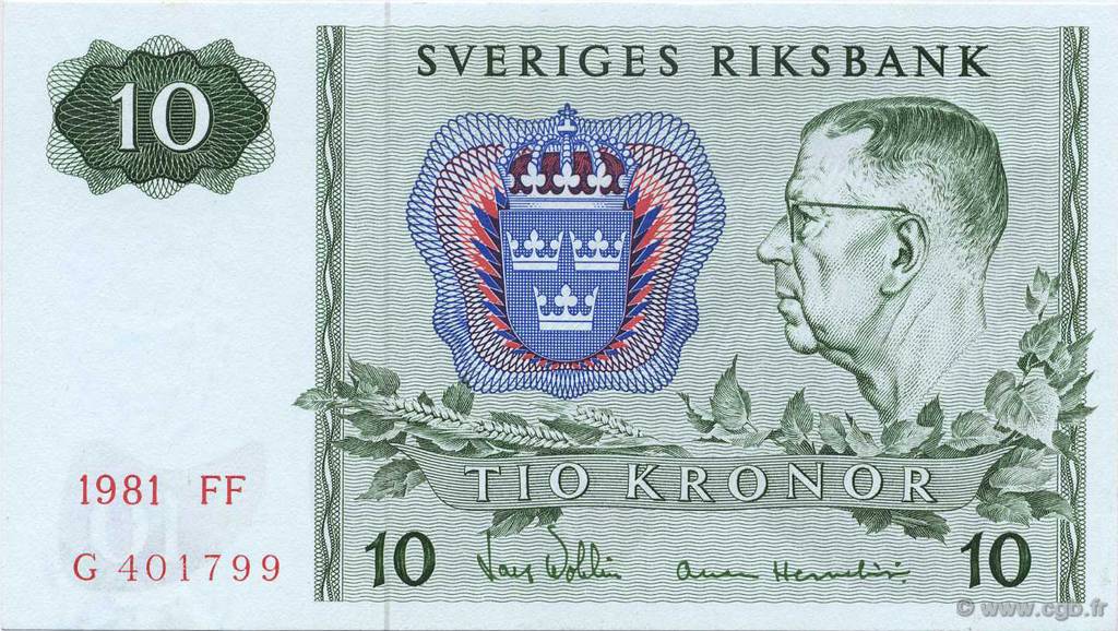 10 Kronor SUÈDE  1981 P.52e NEUF