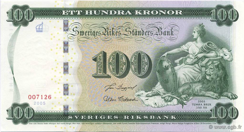 100 Kronor SUÈDE  2005 P.68 fST+