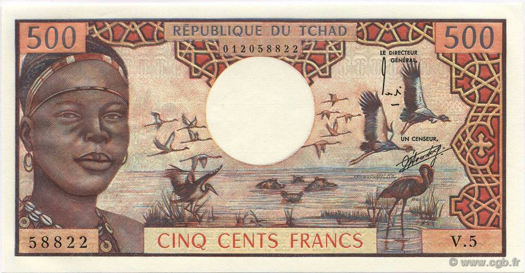 500 Francs CHAD  1974 P.02 UNC