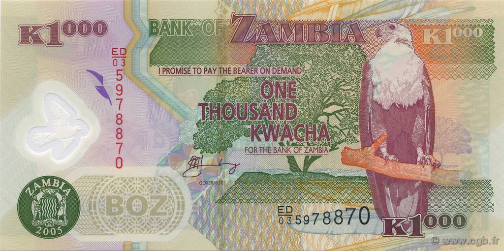 1000 Kwacha SAMBIA  2005 P.44d ST