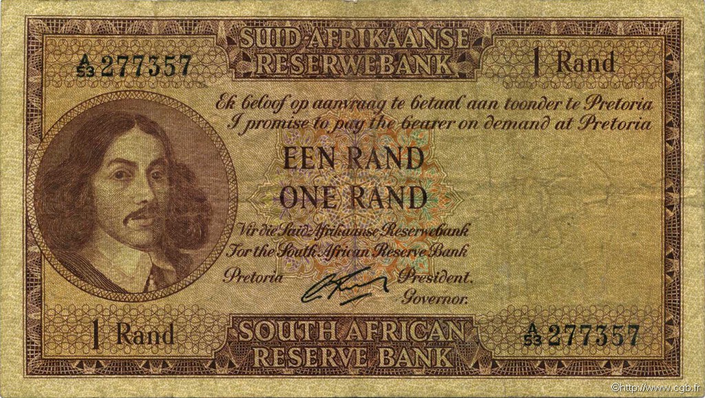 1 Rand SUDAFRICA  1962 P.103b MB