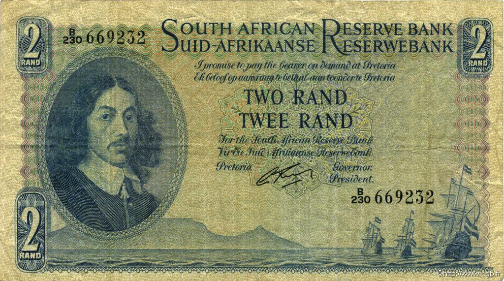 2 Rand SOUTH AFRICA  1962 P.104b VF-