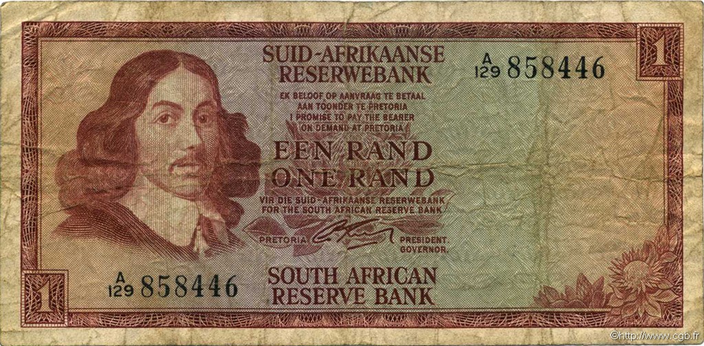 1 Rand SOUTH AFRICA  1966 P.110a F