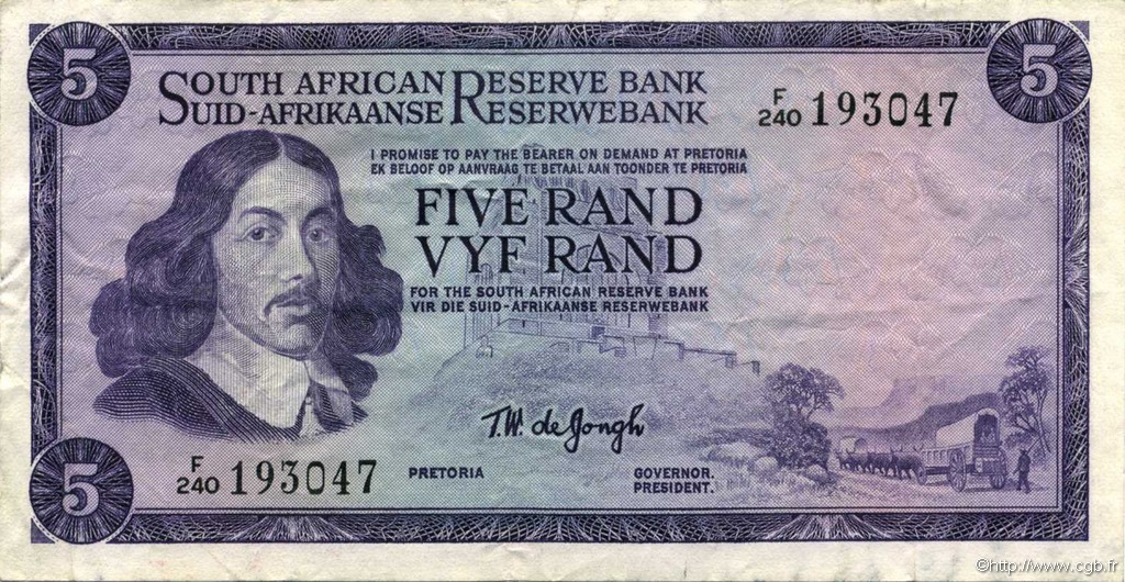 5 Rand SUDÁFRICA  1975 P.111c MBC