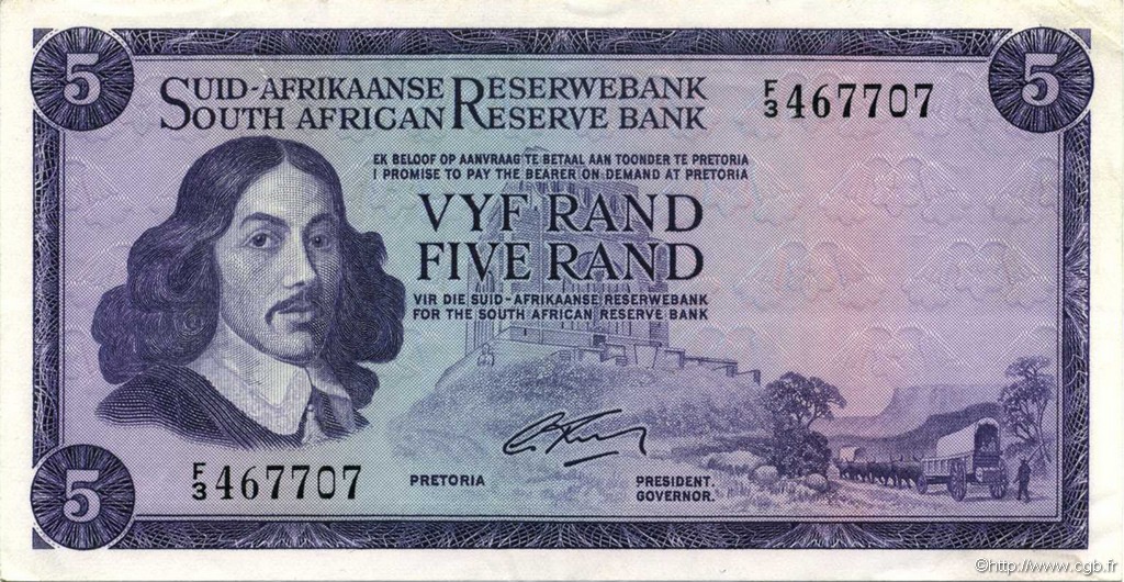 5 Rand SUDAFRICA  1966 P.112a SPL