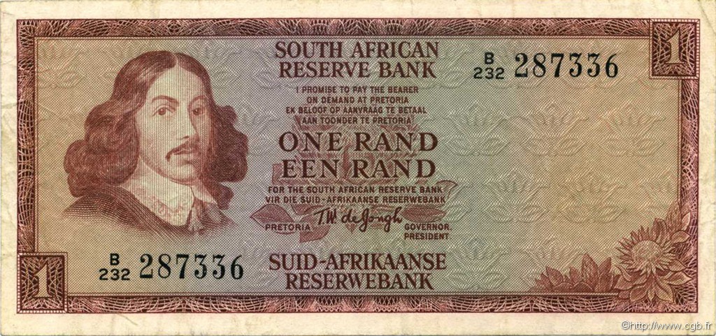 1 Rand SUDAFRICA  1973 P.115a MB a BB