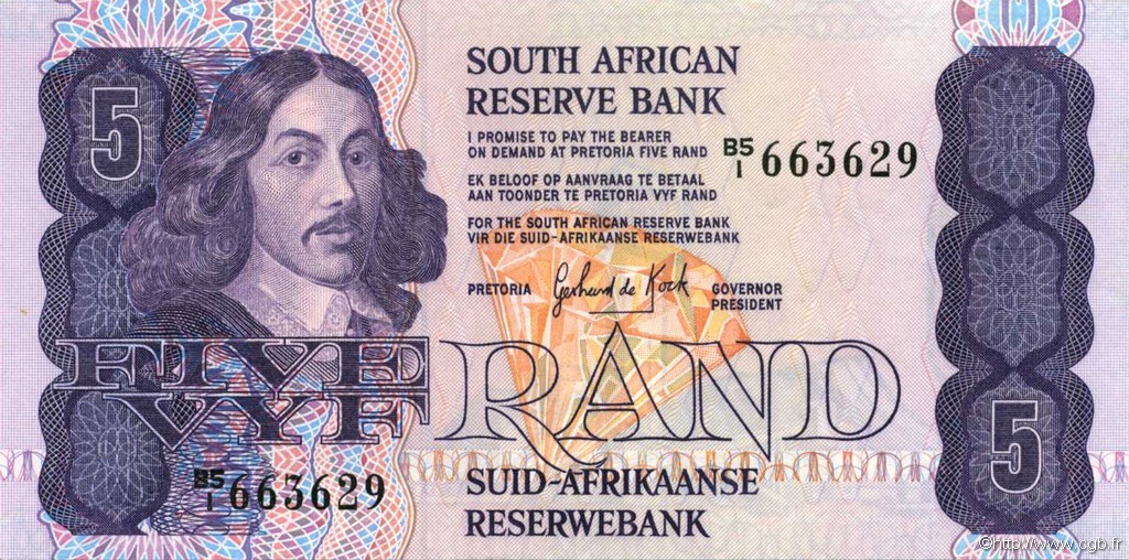 5 Rand SUDÁFRICA  1981 P.119c SC