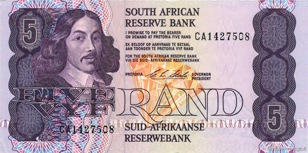 5 Rand SUDÁFRICA  1990 P.119e EBC+