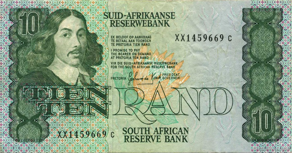 10 Rand SOUTH AFRICA  1982 P.120c VF