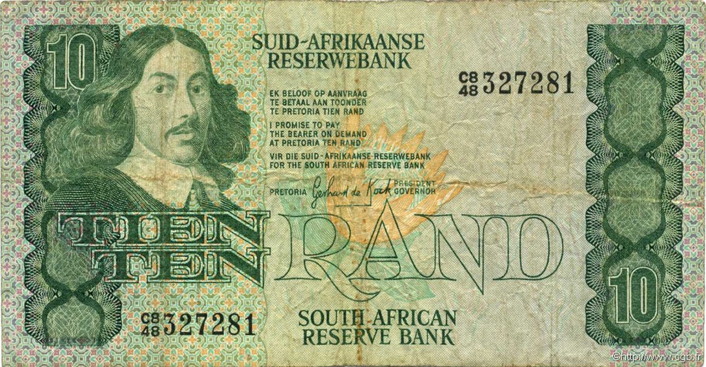 10 Rand SUDAFRICA  1985 P.120d MB