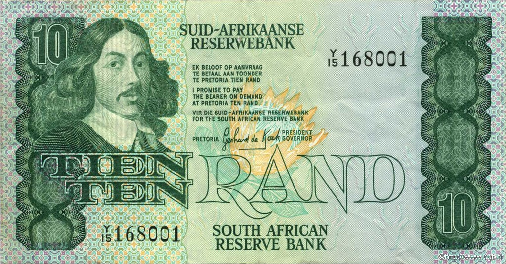 10 Rand SUDAFRICA  1985 P.120d q.SPL