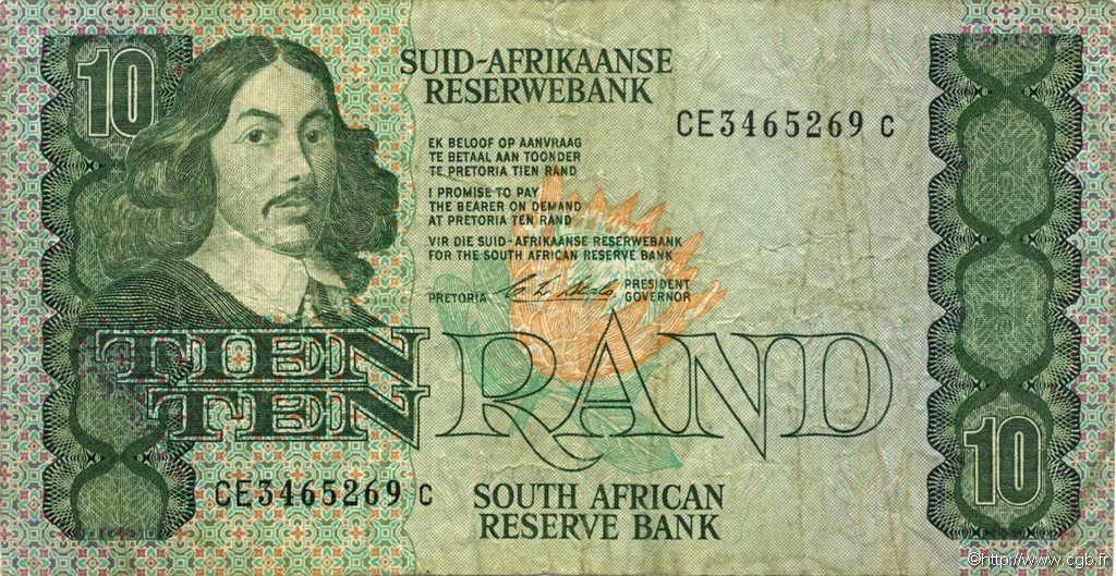 10 Rand SOUTH AFRICA  1990 P.120e F