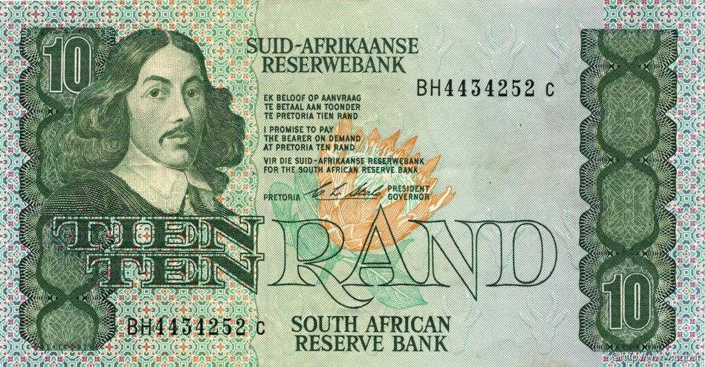 10 Rand SOUTH AFRICA  1990 P.120e XF