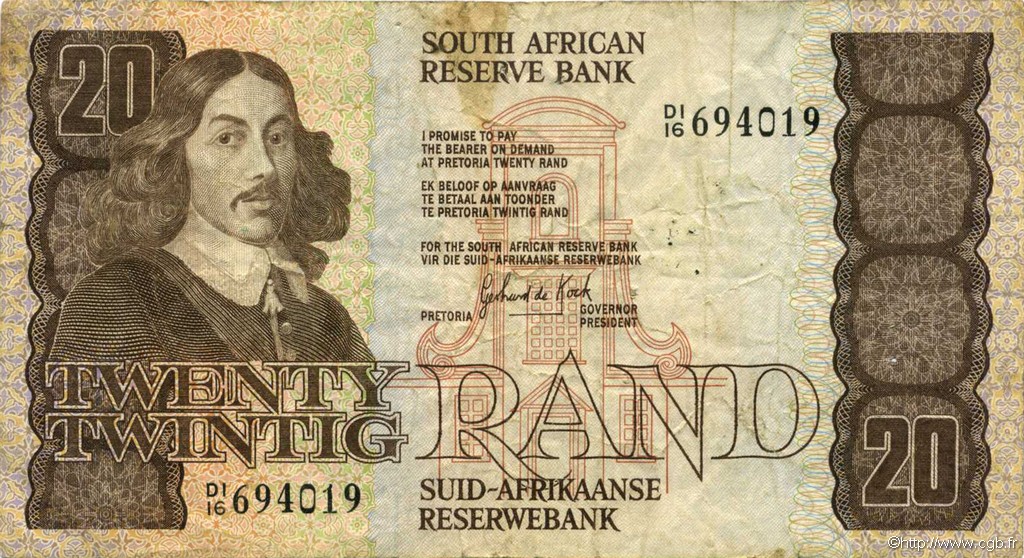 20 Rand SOUTH AFRICA  1982 P.121c F+