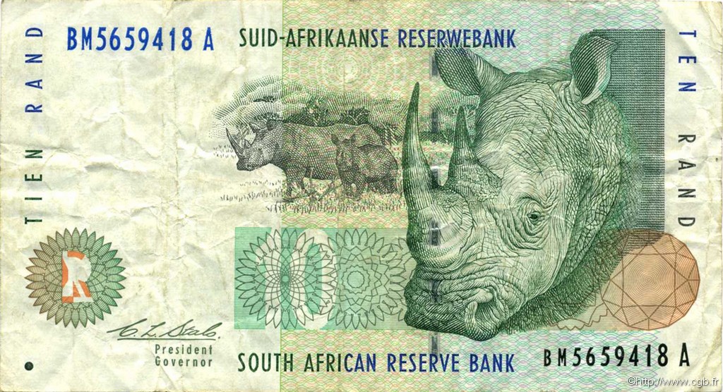 10 Rand SUDÁFRICA  1993 P.123a BC+