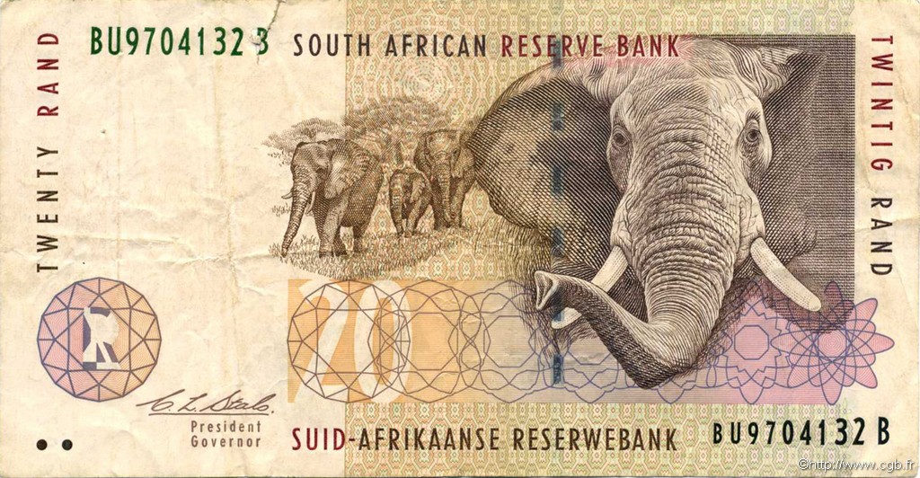 20 Rand SOUTH AFRICA  1993 P.124a VF-